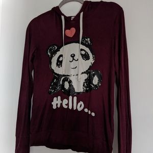 Dark red panda hoodie